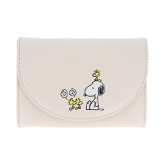 Japan Peanuts Business Card Case - Snoopy & Woodstock / Beige White