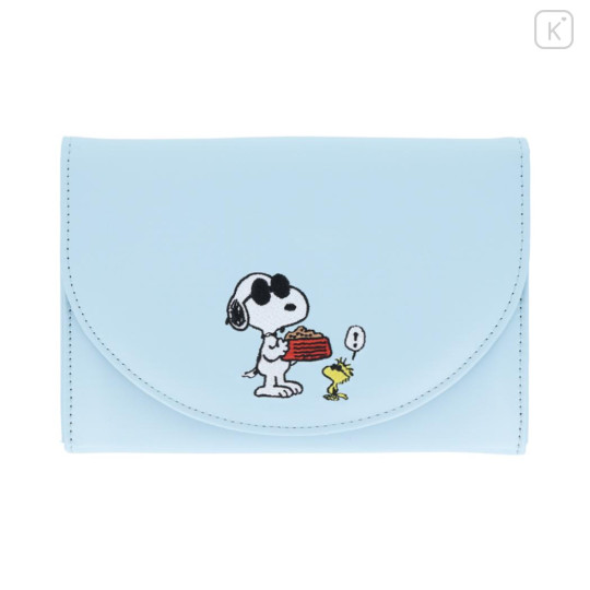 Japan Peanuts Business Card Case - Snoopy & Woodstock / Joe Cool Light Blue - 1