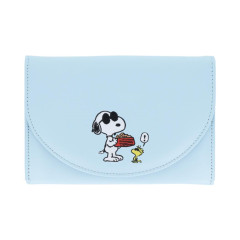 Japan Peanuts Business Card Case - Snoopy & Woodstock / Joe Cool Light Blue