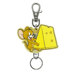 Japan Tom and Jerry Rubber Reel Keychain - Jerry & Cheese