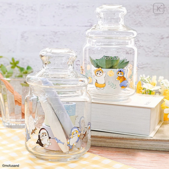 Japan Mofusand Jar Glass Canister Storage Case - Cat / Shark Nyan - 2