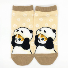 Japan Mofusand Rib Socks - Cat / Panda Orange Brown