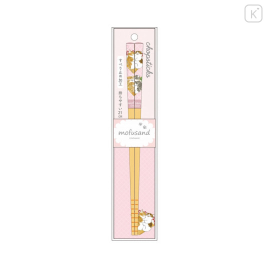 Japan Mofusand Bamboo Chopsticks 21cm - Cat / Crepe Nyan Pink - 2