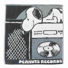 Japan Peanuts Jacquard Towel Handkerchief - Snoopy / Peanuts Records Grey