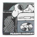 Japan Peanuts Jacquard Towel Handkerchief - Snoopy / Peanuts Records Grey - 1