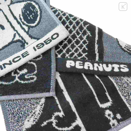 Japan Peanuts Jacquard Towel Handkerchief - Snoopy / Peanuts Records Grey - 2