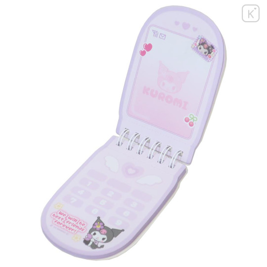 Japan Sanrio Mini Notepad - Kuromi / Tokimeki Heisei Kogal Mobile Style - 3