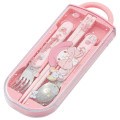 Japan Sanrio Bento Lunch Cutlery Set Spoon Fork Chopstick - My Melody / Ribbon Pink - 2