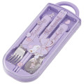 Japan Sanrio Bento Lunch Cutlery Set Spoon Fork Chopstick - Kuromi / Ribbon Purple - 2