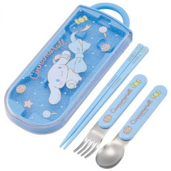 Japan Sanrio Bento Lunch Cutlery Set Spoon Fork Chopstick - Cinnamoroll / Ribbon Blue