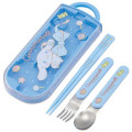 Japan Sanrio Bento Lunch Cutlery Set Spoon Fork Chopstick - Cinnamoroll / Ribbon Blue - 1