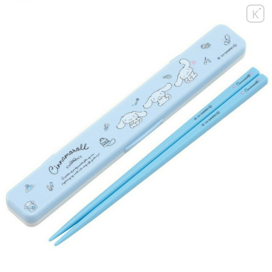 Japan Sanrio Chopsticks with Case - Cinnamoroll / Wink Blue - 1