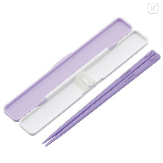 Japan Sanrio Chopsticks with Case - Kuromi / Wink Purple - 2