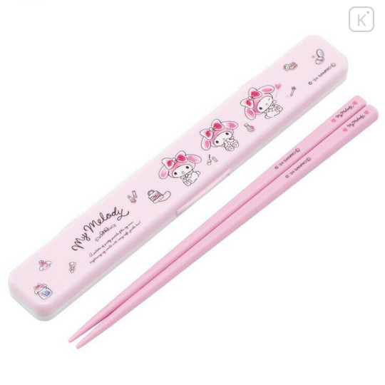 Japan Sanrio Chopsticks with Case - My Melody / Wink Pink - 1