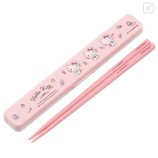 Japan Sanrio Chopsticks with Case - Hello Kitty / Wink Pink - 1