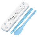 Japan Sanrio Chopsticks 18cm & Spoon with Case - Cinnamoroll / Wink Blue - 1