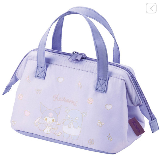 Japan Sanrio Insulated Cooler Lunch Bag - Kuromi / Ribbon Purple - 1