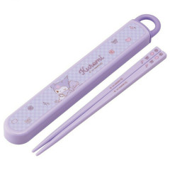 Japan Sanrio Chopsticks with Case - Kuromi / Ribbon Purple