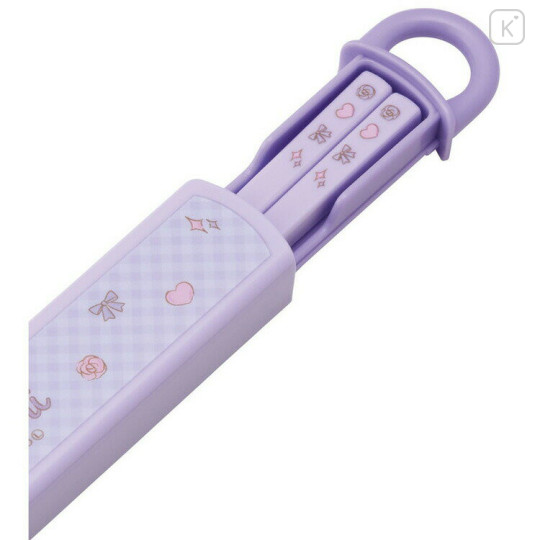 Japan Sanrio Chopsticks with Case - Kuromi / Ribbon Purple - 2