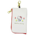 Japan Sanrio Mini Pouch & Pass Case Card Holder with Reel - Hello Kitty / Flora - 1