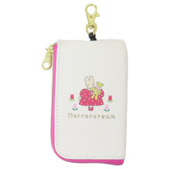 Japan Sanrio Mini Pouch & Pass Case Card Holder with Reel - Marroncream