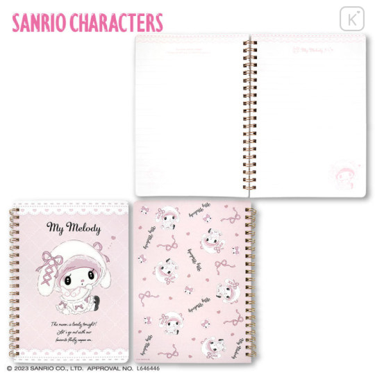 Japan Sanrio B6 Ring Notebook - My Melody / Moonlit Melokuro Midnight Pink - 1