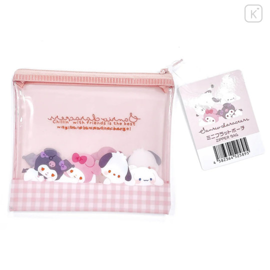 Japan Sanrio Clear Flat Mini Pouch - Daze Chill Time - 1