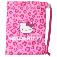 Japan Sanrio Drawstring Pouch - Hello Kitty / Leopard Pink