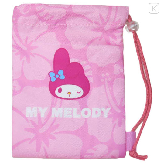 Japan Sanrio Drawstring Pouch - My Melody / Hibiscus - 1