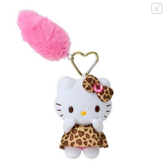 Japan Sanrio Mascot Keychain with Tail - Hello Kitty / Gogo Gal Collection Leopard - 1