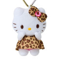 Japan Sanrio Mascot Keychain with Tail - Hello Kitty / Gogo Gal Collection Leopard - 3