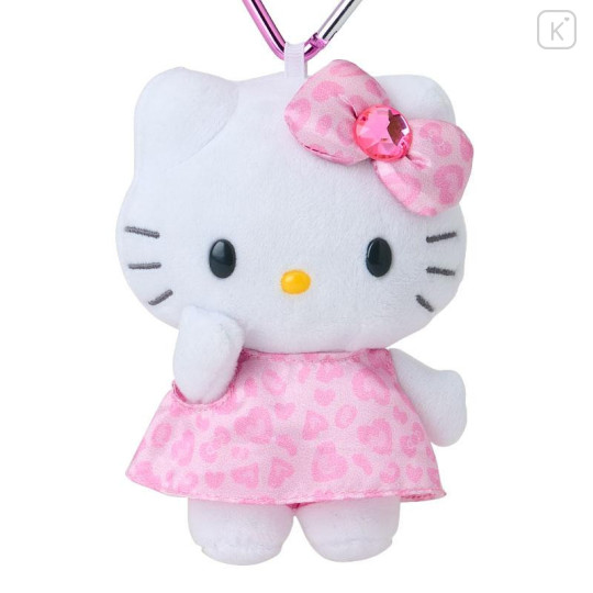 Japan Sanrio Mascot Keychain with Tail - Hello Kitty / Gogo Gal Collection Leopard Pink - 3