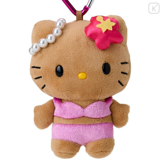 Japan Sanrio Mascot Keychain with Tail - Hello Kitty / Gogo Gal Collection Tan - 3