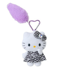 Japan Sanrio Mascot Keychain with Tail - Hello Kitty / Gogo Gal Collection Zebra