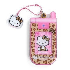 Japan Sanrio Slide Flip Phone Keychain - Hello Kitty / Gogo Gal Collection Leopard