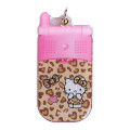 Japan Sanrio Slide Flip Phone Keychain - Hello Kitty / Gogo Gal Collection Leopard - 2