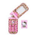 Japan Sanrio Slide Flip Phone Keychain - Hello Kitty / Gogo Gal Collection Leopard - 3