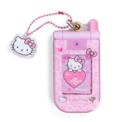 Japan Sanrio Slide Flip Phone Keychain - Hello Kitty / Gogo Gal Collection Leopard Pink