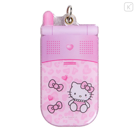 Japan Sanrio Slide Flip Phone Keychain - Hello Kitty / Gogo Gal Collection Leopard Pink - 2