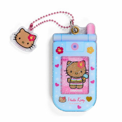 Japan Sanrio Slide Flip Phone Keychain - Hello Kitty : Tan Swimsuit Party Ice Cream Blue