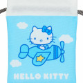 Japan Sanrio Mini Drawstring Pouch - Hello Kitty / Sky Blue Airplane - 3