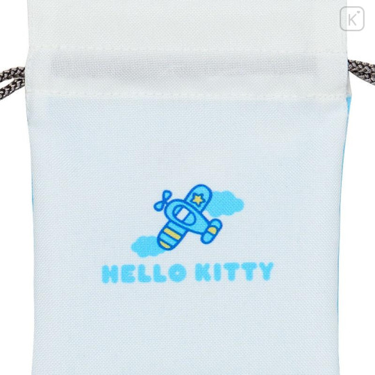 Japan Sanrio Mini Drawstring Pouch - Hello Kitty / Sky Blue Airplane - 4