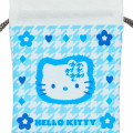 Japan Sanrio Mini Drawstring Pouch - Hello Kitty / Sky Blue Houndstooth - 3