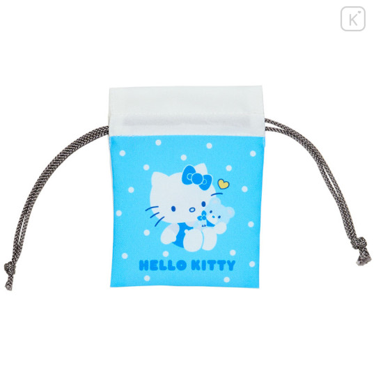 Japan Sanrio Mini Drawstring Pouch - Hello Kitty / Sky Blue Bear - 1