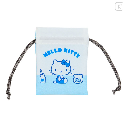 Japan Sanrio Mini Drawstring Pouch - Hello Kitty / Sky Blue Milk - 1