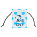 Japan Sanrio Mini Drawstring Pouch - Hello Kitty : Sky Blue Phone Dot - 1