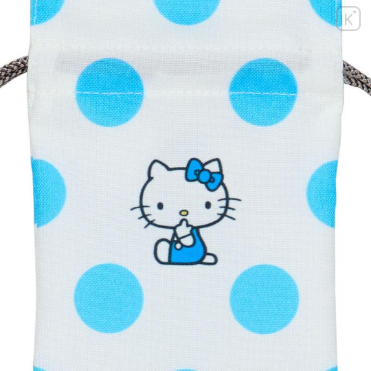 Japan Sanrio Mini Drawstring Pouch - Hello Kitty : Sky Blue Phone Dot - 4