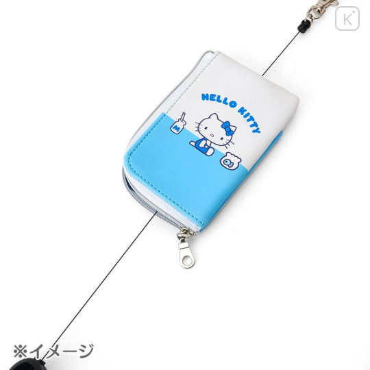 Japan Sanrio Key & Pass Pouch - Hello Kitty / Sky Blue Airplane - 4