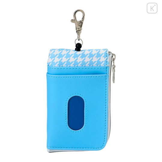 Japan Sanrio Key & Pass Pouch - Hello Kitty / Sky Blue Houndstooth - 2