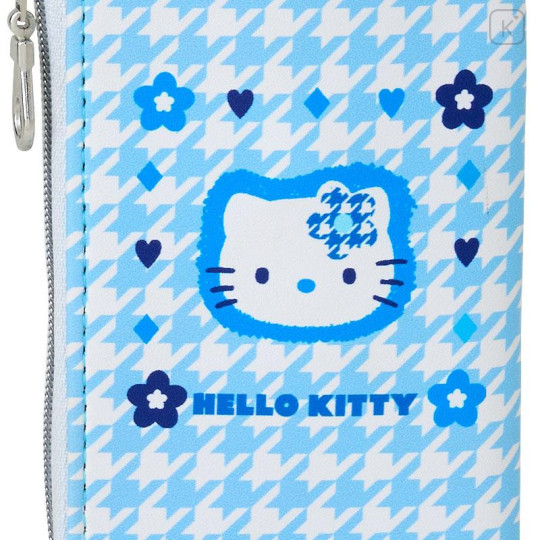 Japan Sanrio Key & Pass Pouch - Hello Kitty / Sky Blue Houndstooth - 5